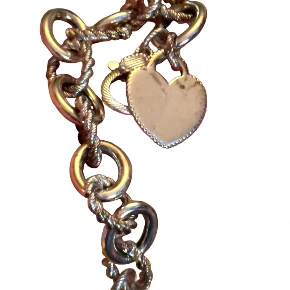 Judith Ripka Chain Bracelet Heart Charm Initial C Sterling Silver 925 CZ - Picture 8 of 8